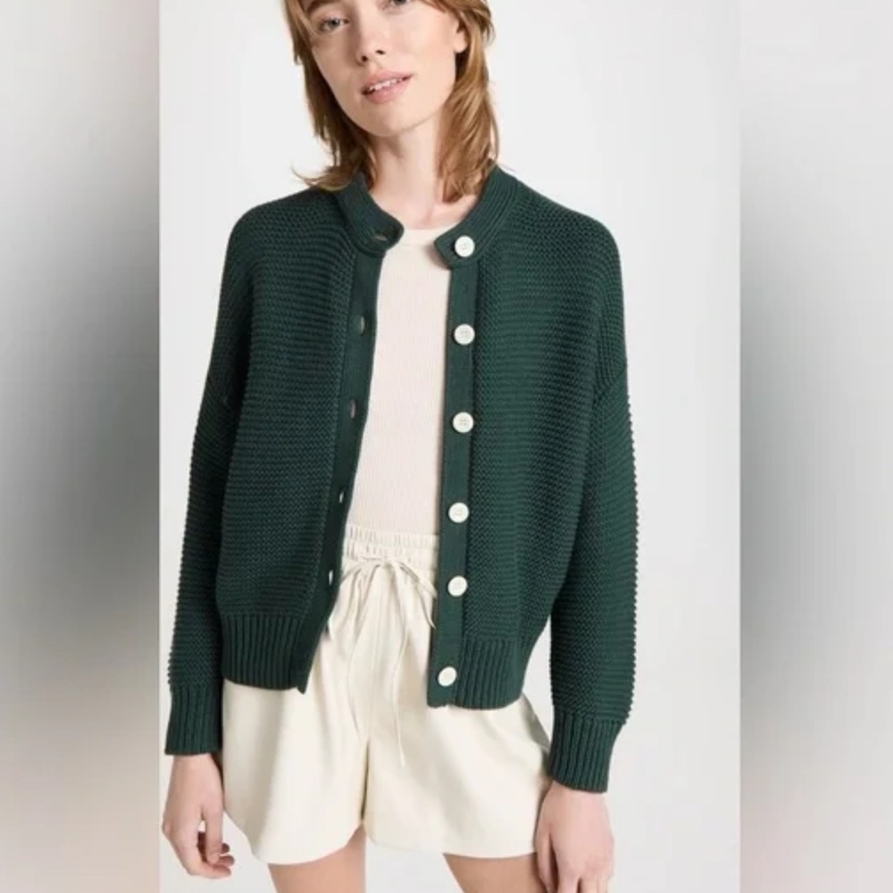 Alex Mill Nico Chunky Cotton Cardigan in Spruce Green Size Medium